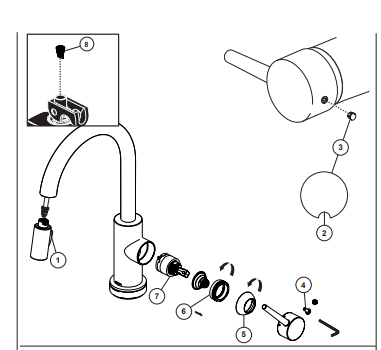 Abrantes Kitchen Sink Faucet with Pull Out Sprayer, All in One Installation Manuals