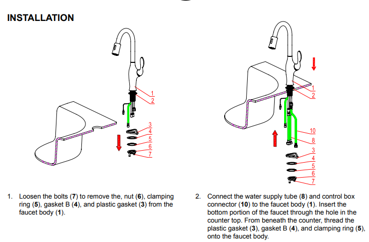 Abrantes Kitchen Sink Faucet with Pull Out Sprayer, All in One Installation Manuals
