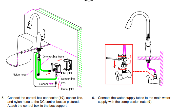 Abrantes Kitchen Sink Faucet with Pull Out Sprayer, All in One Installation Manuals