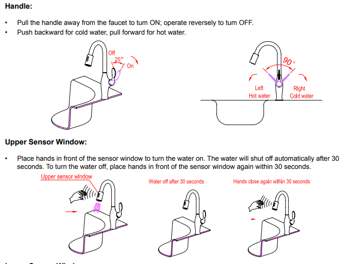 Abrantes Kitchen Sink Faucet with Pull Out Sprayer, All in One Installation Manuals