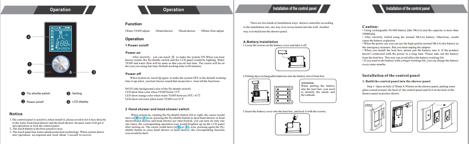 Trialo Solid Brass Ceiling Mount Led Shower System, All in One Installation Manuals