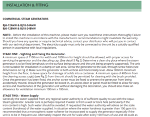 Wella STEAM GENERATOR HOME SPA SHOWER SAUNA BATH DIGITAL CONTROLLER 3KW 220-240V, All in One Installation Manuals