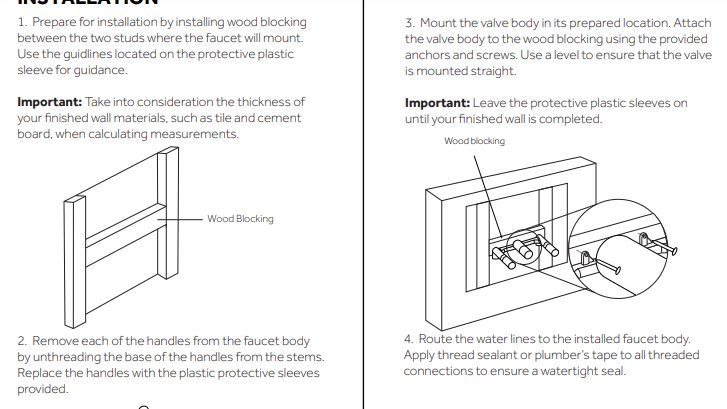 Dual Handle Chrome Finish Wall Mount Vessel Sink Faucet, All in One Installation Manuals