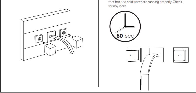 Dual Handle Chrome Finish Wall Mount Vessel Sink Faucet, All in One Installation Manuals