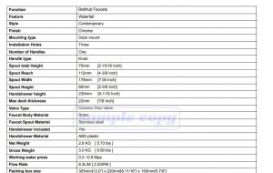 Pisa Widespread Waterfall Single Handle Bathtub Faucet with Handheld Shower, All in One Installation Manuals