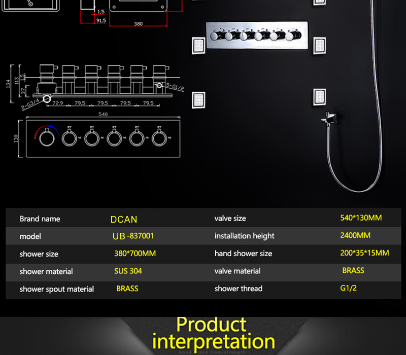 Brno 22″ Shower Set – 6 Massages Body Sprays, All in One Installation Manuals