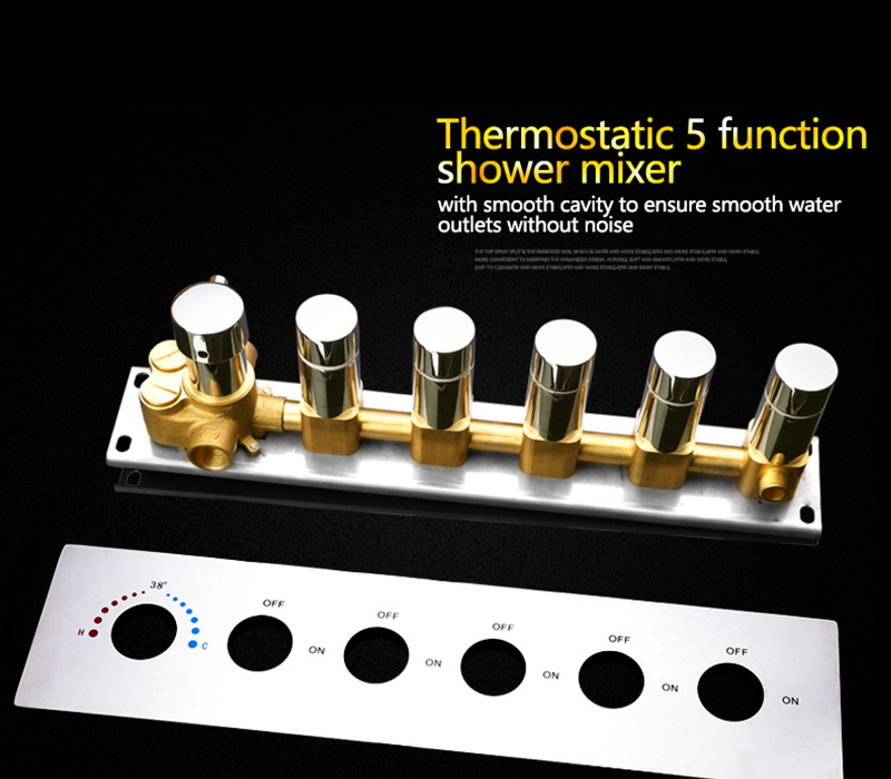 Bathselect Modern Design LED Rain Shower Head with Chrome Jet Spray & Sliding Bar Hand Shower, All in One Installation Manuals