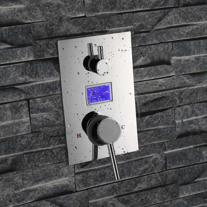 Genoa Wall-Mounted Chrome Finish LED Rainfall Shower Set, All in One Installation Manuals