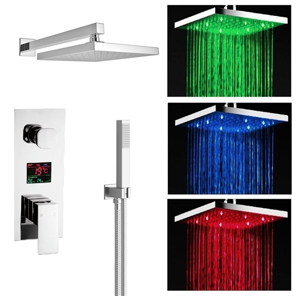 Florence LED Rainfall Shower Set with Handshower & Digital Mixer, All in One Installation Manuals