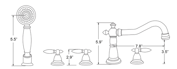 Nantes Triple Handle Solid Brass Bathroom Sink Faucet, All in One Installation Manuals