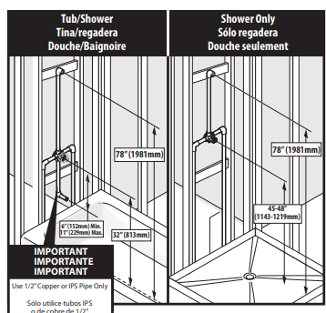 Oil Rubbed Bronze & Chrome Finish Shower System, All in One Installation Manuals