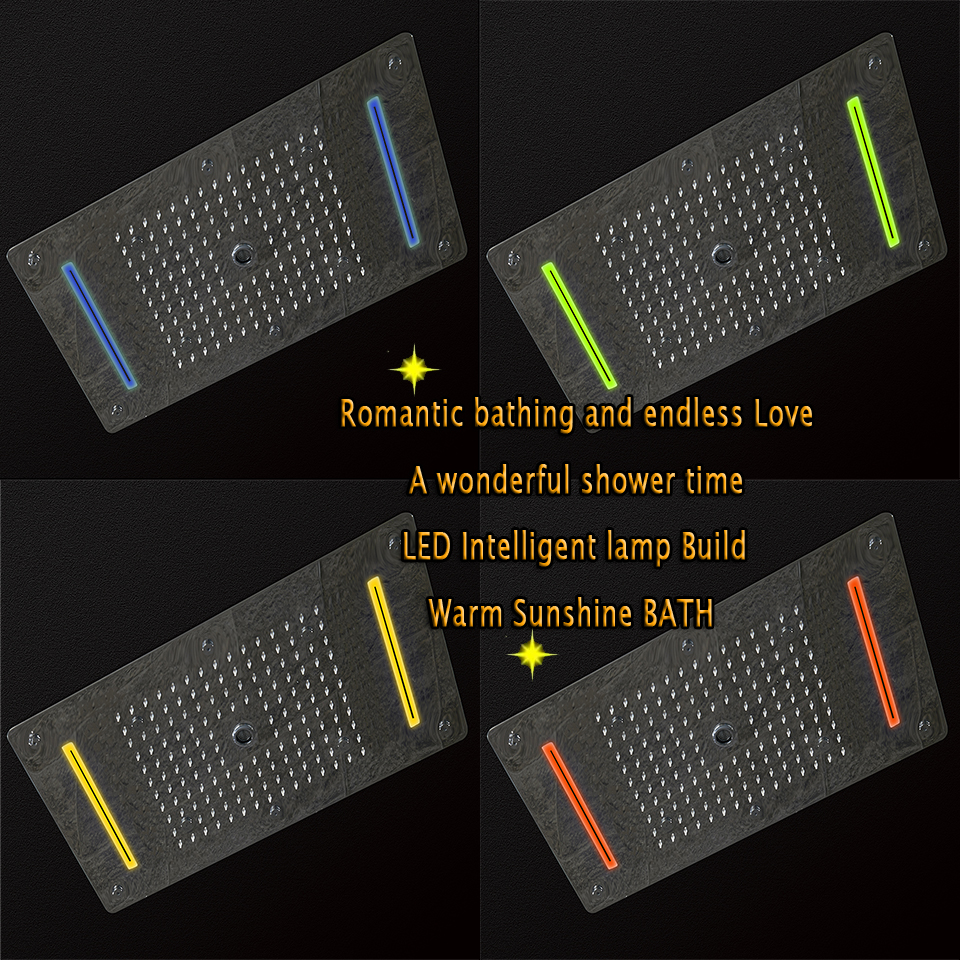 Super Luxury 5 Function Recessed Ceiling Mount LED Large Shower Set, All in One Installation Manuals