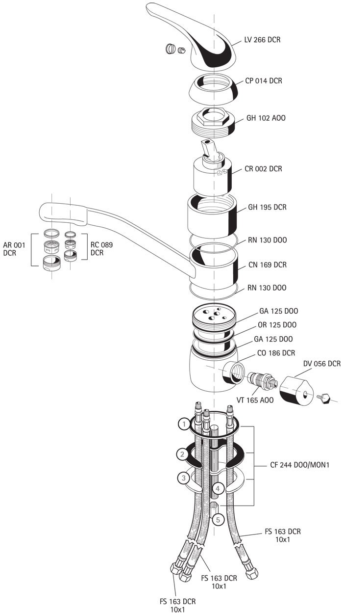 Bordeaux Solid Brass Deck Mounted Chrome Single Handle Kitchen Faucet, All in One Installation Manuals