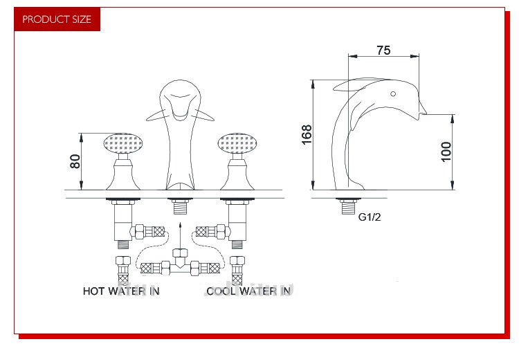 Genoa Dolphin Shaped Dual Handle Bathroom Sink Faucet, All in One Installation Manuals