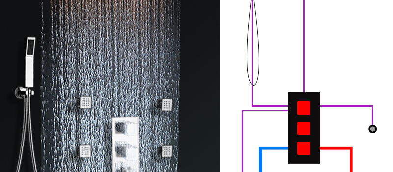 Catania Square Bathroom Shower Set with Rainfall Shower Head & Hand Shower, All in One Installation Manuals