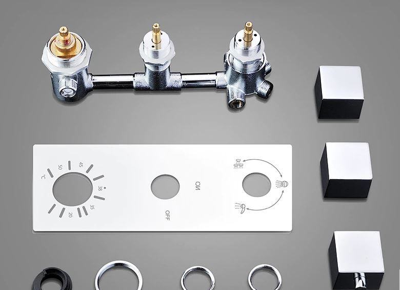 Catania Square Bathroom Shower Set with Rainfall Shower Head & Hand Shower, All in One Installation Manuals