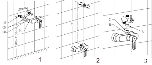 Cordoba Antique Brass Wall Mount 8 Inch Rain Shower Head With Handheld Shower and Commodity Shelf, All in One Installation Manuals