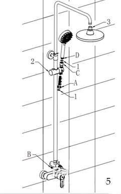 Cordoba Antique Brass Wall Mount 8 Inch Rain Shower Head With Handheld Shower and Commodity Shelf, All in One Installation Manuals