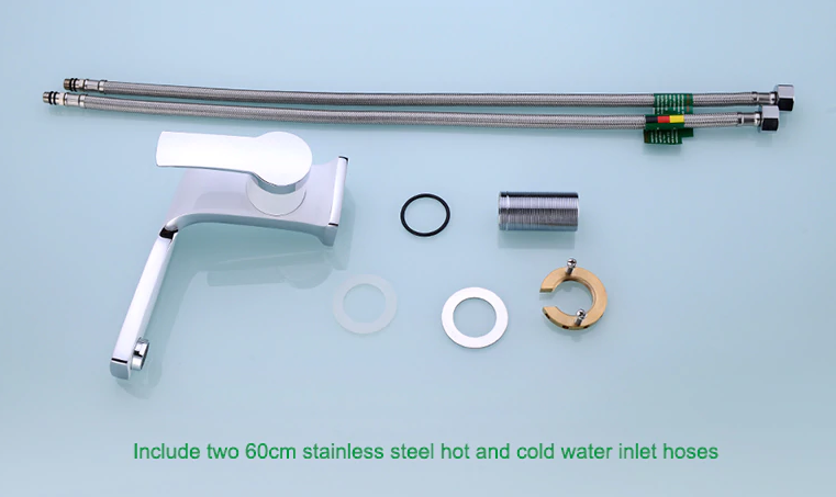 Cuneo Chrome/Black/Golden Single Handle Deck Mounted Bathroom Faucet, All in One Installation Manuals