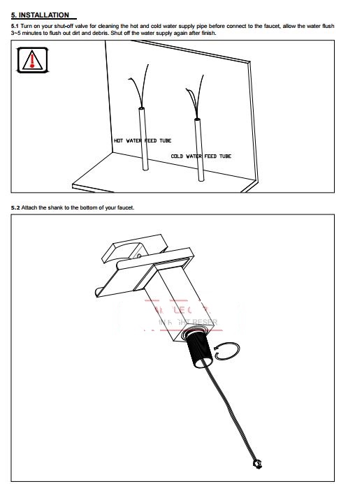 Avignon Single Handle Deck Mounted Bathroom Sink Faucet, All in One Installation Manuals