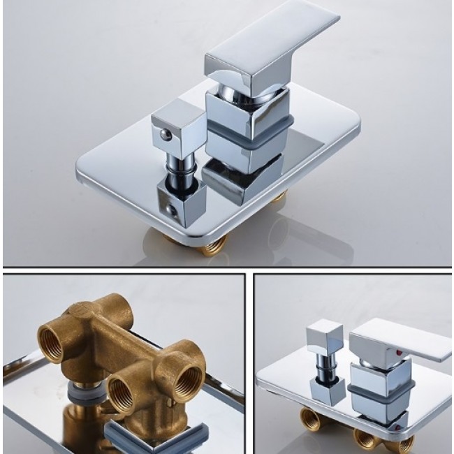 Juno Contemporary Chrome Rainfall Shower Head with Hand-Held Shower & Faucet, All in One Installation Manuals