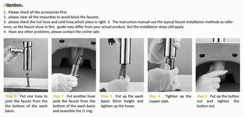 Juno LED Light Swivel Single Handle All Around Rotate Faucet, All in One Installation Manuals