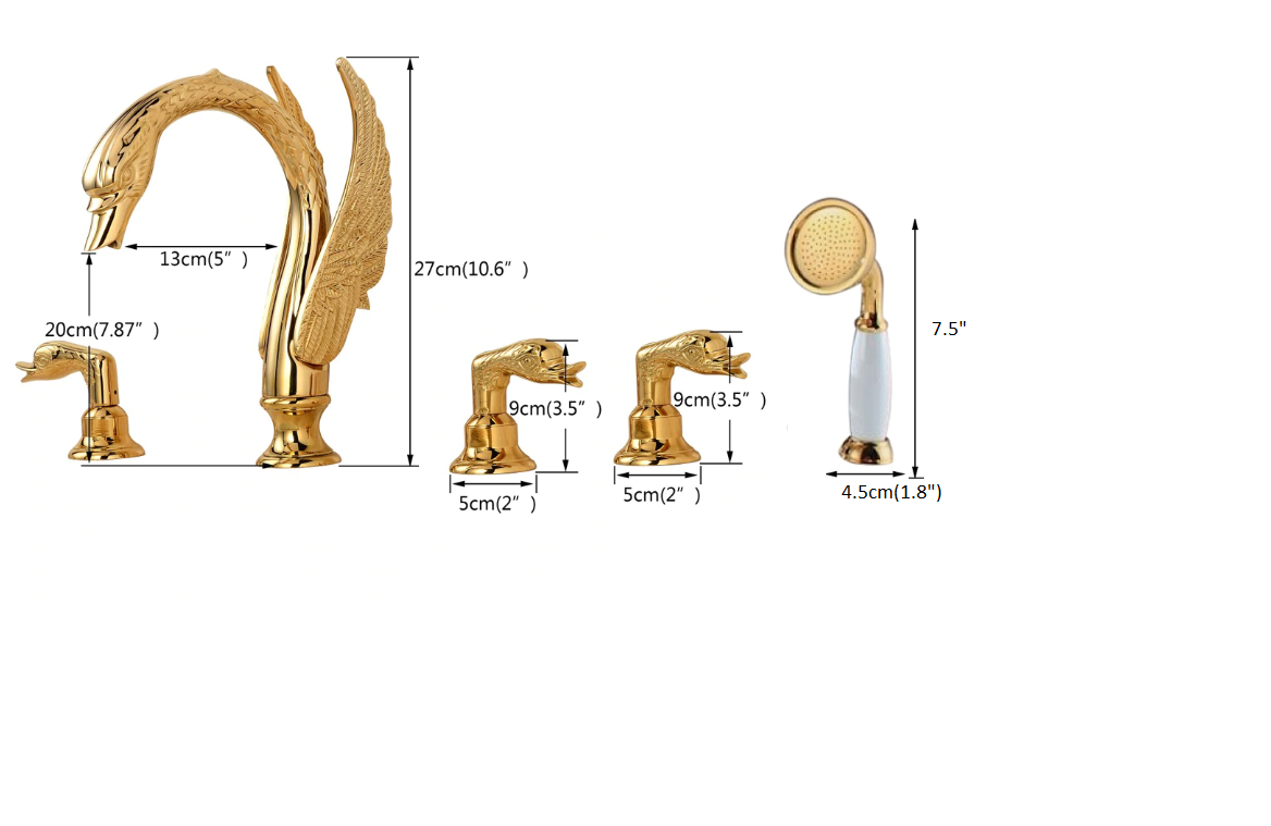 Fontana Swan Neck Gold Finish Waterfall Bathtub Faucet, All in One Installation Manuals