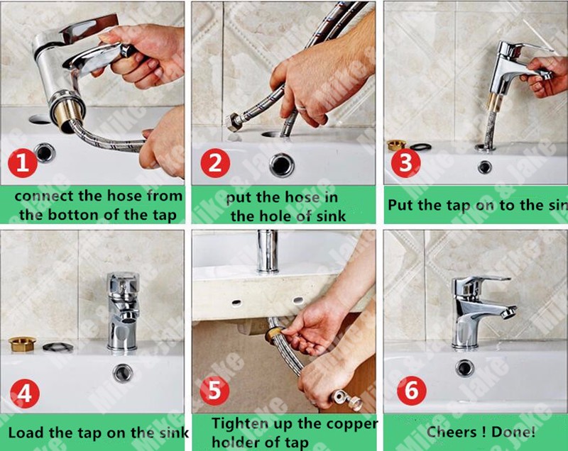 Herault Deck-Mounted Single Handle Bathroom Sink Faucet, All in One Installation Manuals