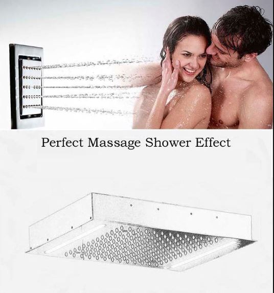 Juno Milan 14″ by 20″ Recessed Mounted LED Shower Head with Body Massage Shower Jets, All in One Installation Manuals