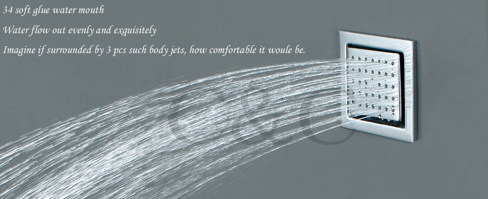 Juno Milan 14″ by 20″ Recessed Mounted LED Shower Head with Body Massage Shower Jets, All in One Installation Manuals