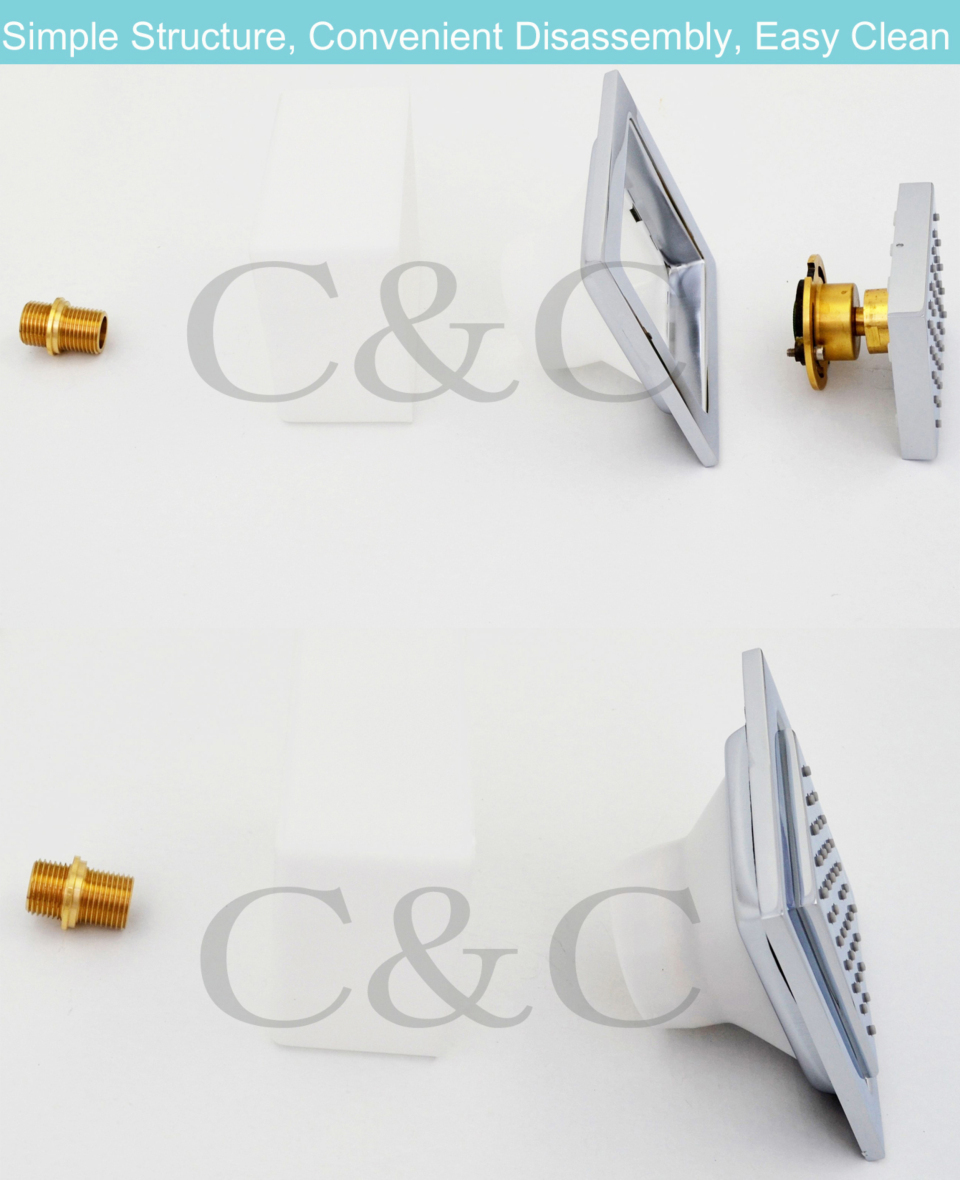 Juno Milan 14″ by 20″ Recessed Mounted LED Shower Head with Body Massage Shower Jets, All in One Installation Manuals