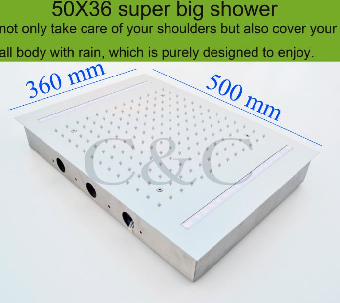 Juno Milan 14″ by 20″ Recessed Mounted LED Shower Head with Body Massage Shower Jets, All in One Installation Manuals