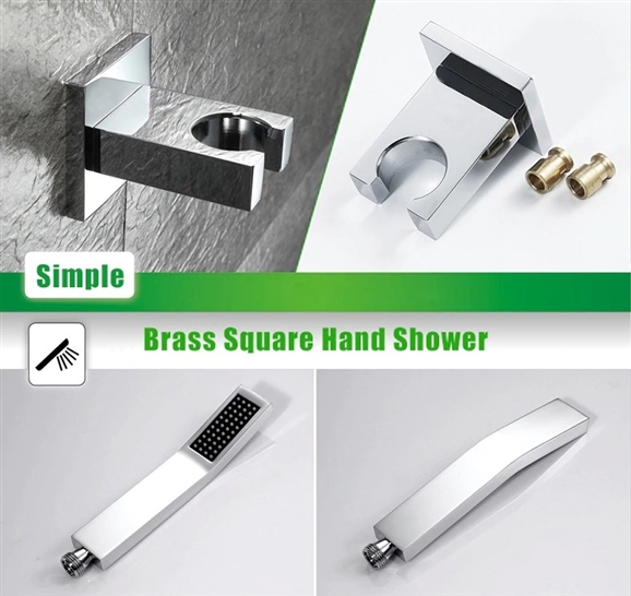 Bathselect Modern Design LED Rain Shower Head with Chrome Jet Spray & Sliding Bar Hand Shower, All in One Installation Manuals