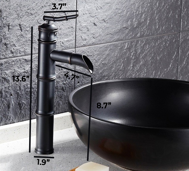 Grossetto Black Brass Waterfall Deck Mounted Faucet, All in One Installation Manuals