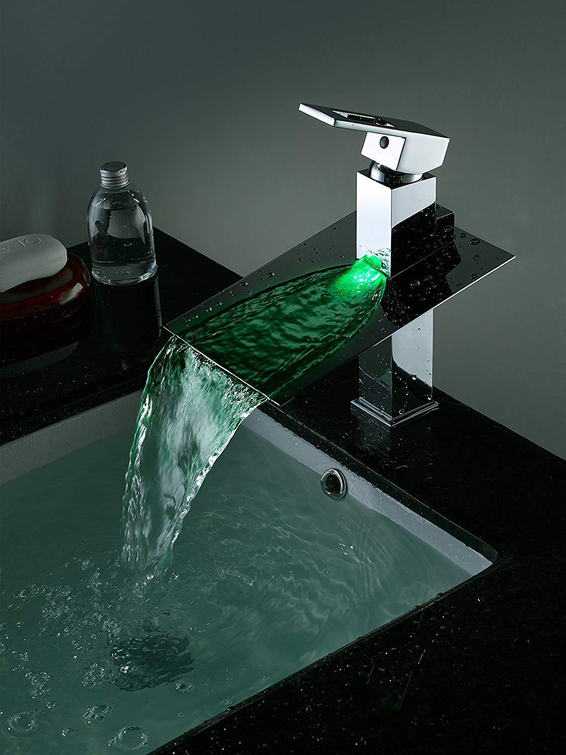 Juno 32CM Chrome Finish Brass Body Waterfall LED Bathroom Sink Faucets, All in One Installation Manuals