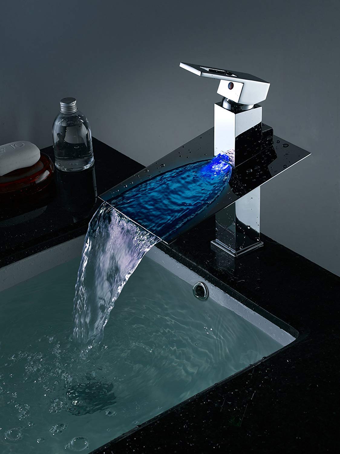 Juno 32CM Chrome Finish Brass Body Waterfall LED Bathroom Sink Faucets, All in One Installation Manuals