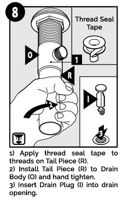 Grossetto Black Brass Waterfall Deck Mounted Faucet, All in One Installation Manuals