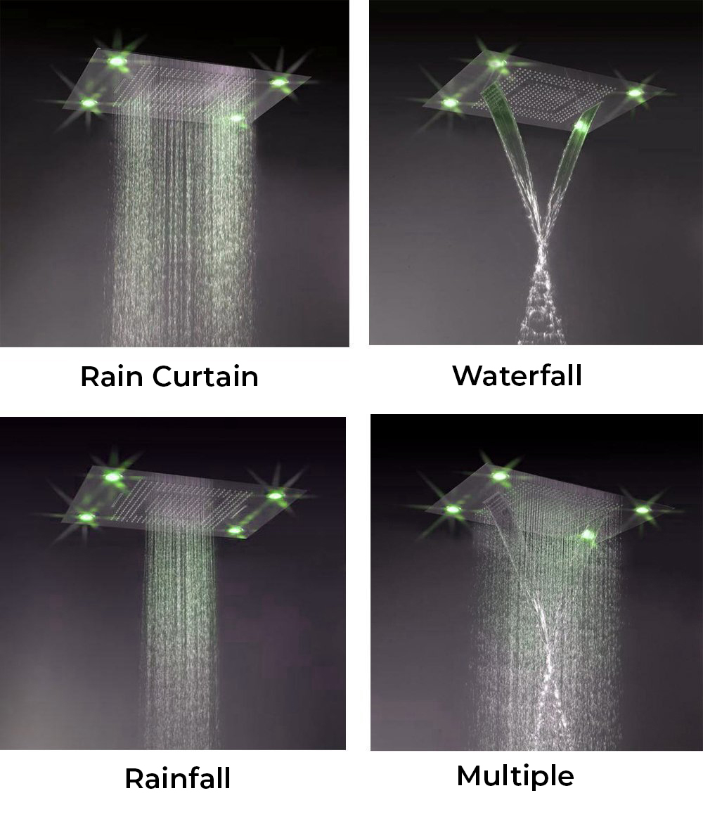 31″ Stainless Steel Multi Color Water Powered Led Shower, All in One Installation Manuals