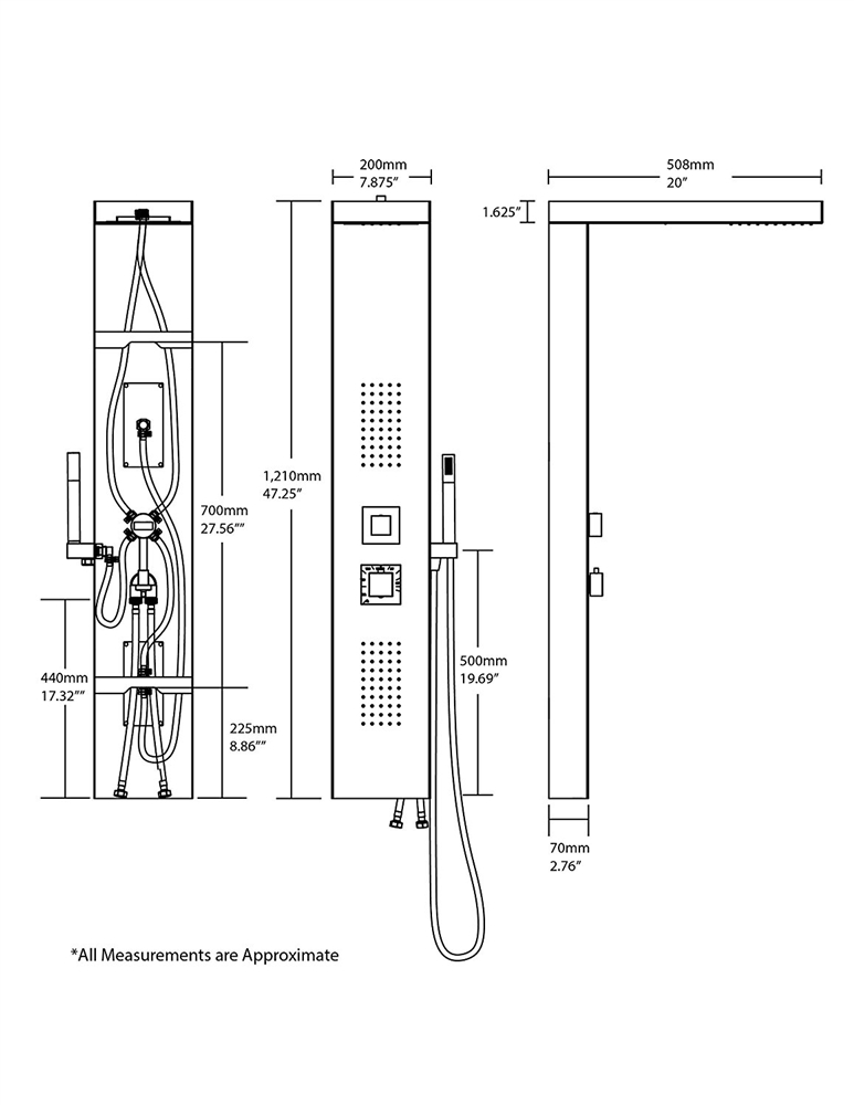 Lima Stainless Steel Shower Panel System, All in One Installation Manuals