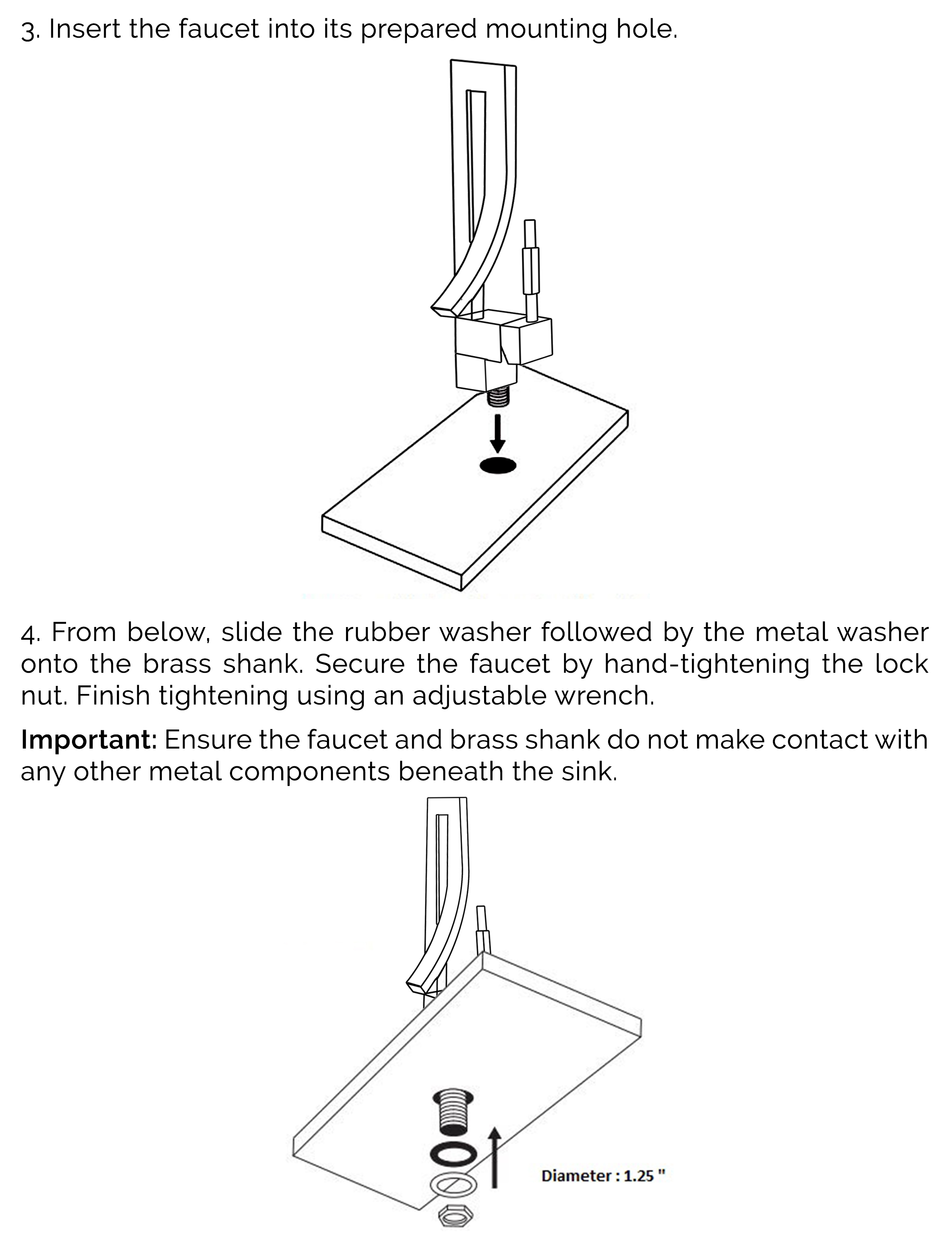 Catania Deck Mounted Bathroom Sink Faucet, All in One Installation Manuals