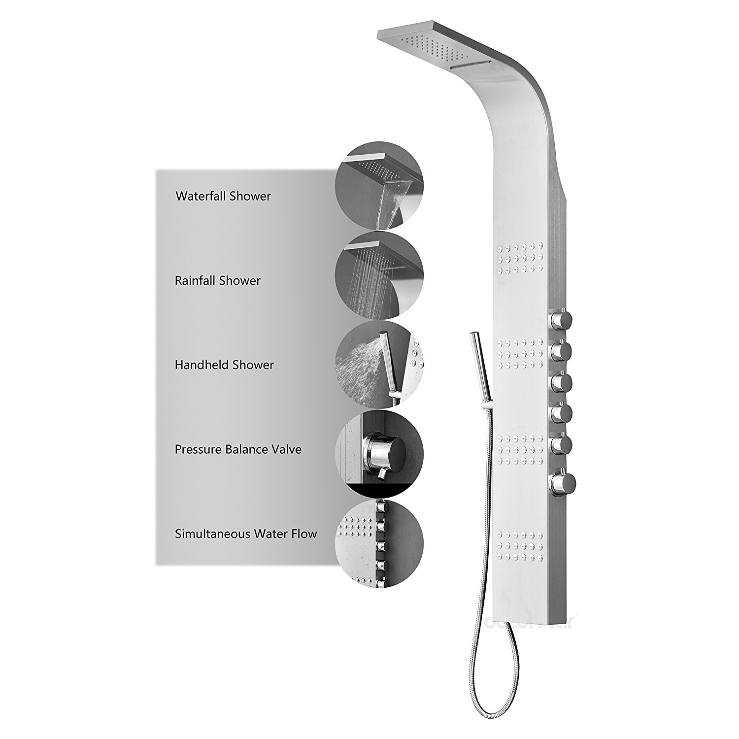 Tumbes Stainless Steel Rainfall Shower Panel System, All in One Installation Manuals