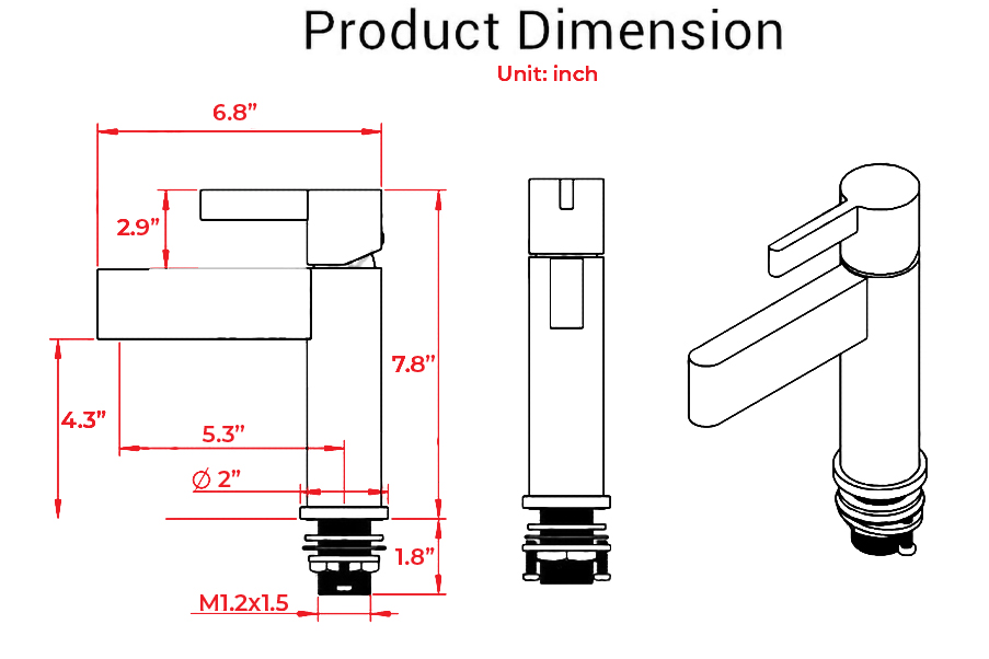 Ajaccio Single Handle Matte Black Deck Mounted Bathroom Faucet, All in One Installation Manuals