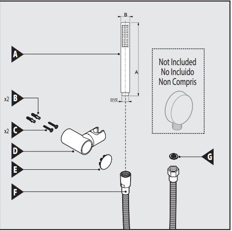 Juno Stainless Steel wall mounted head, LED Rain Shower Set with Body Jets, All in One Installation Manuals