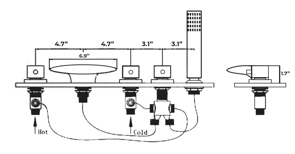 Vincci Oil Rubbed Bronze Wide Spout Bathtub System, All in One Installation Manuals