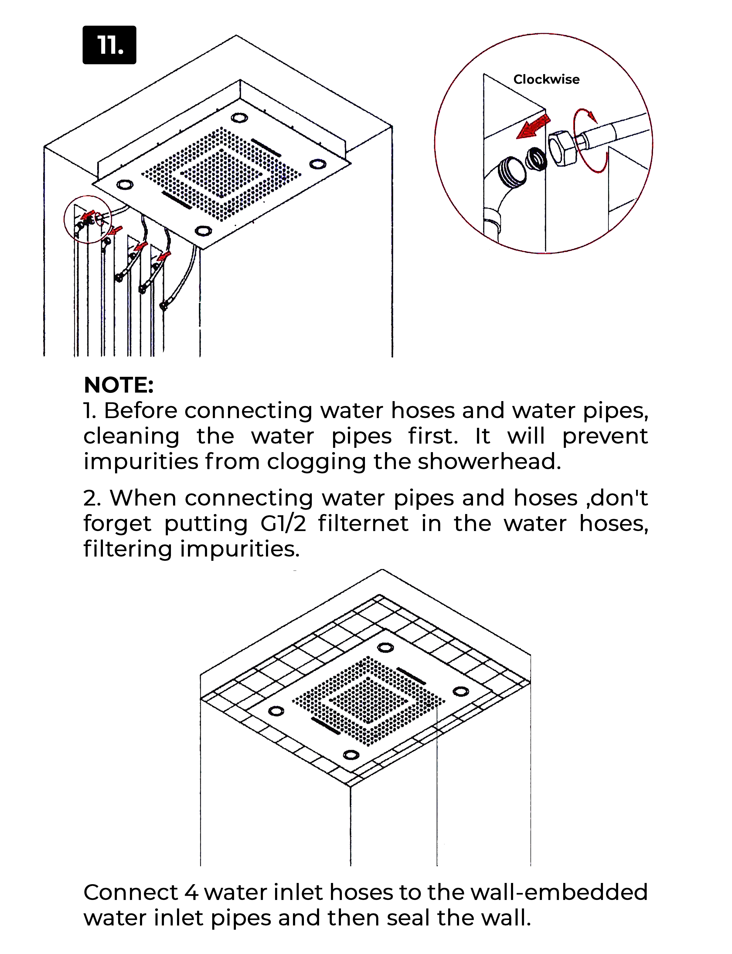 BathSelect Romantic Environment LED Shower Head With Stress-Free Body Jet & Hand Held Shower, All in One Installation Manuals