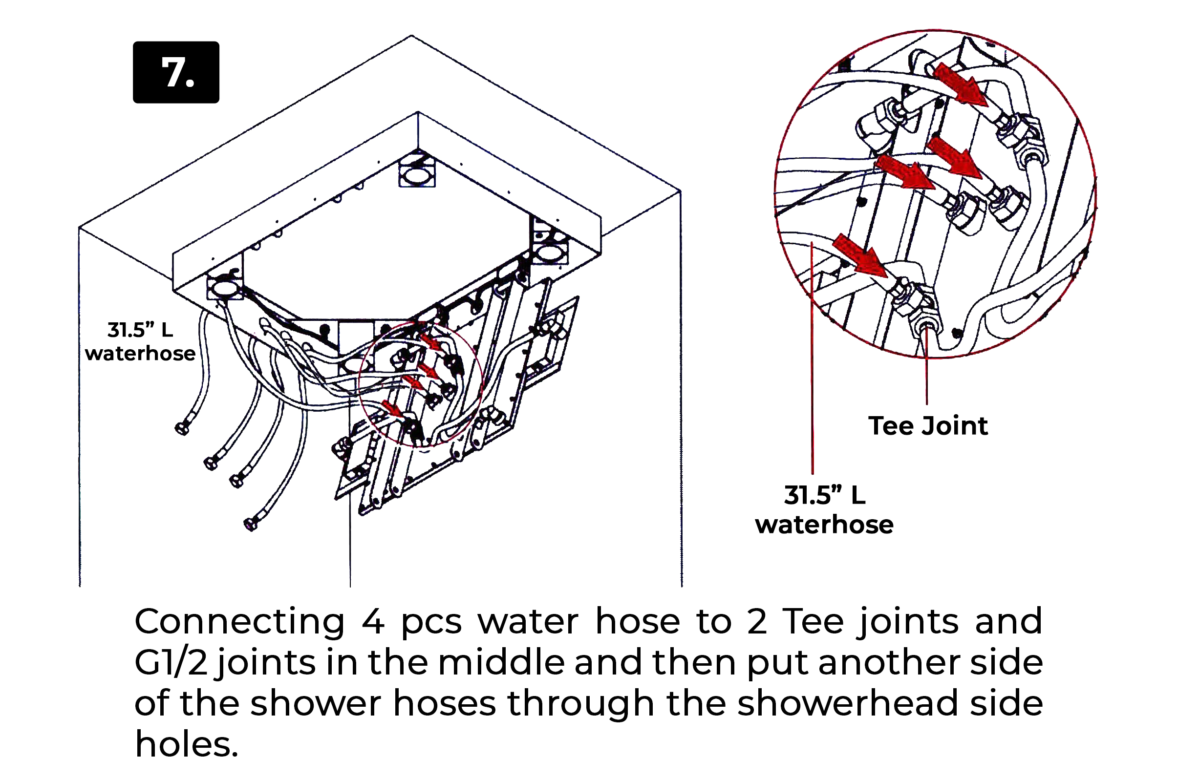 BathSelect Romantic Environment LED Shower Head With Stress-Free Body Jet & Hand Held Shower, All in One Installation Manuals