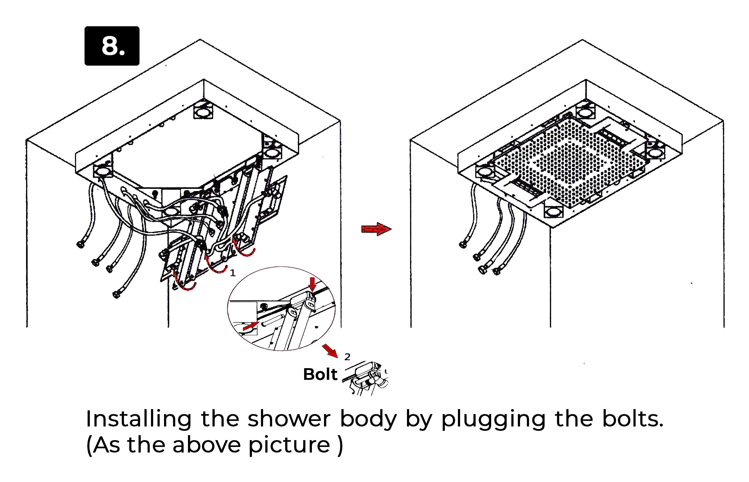 BathSelect Romantic Environment LED Shower Head With Stress-Free Body Jet & Hand Held Shower, All in One Installation Manuals