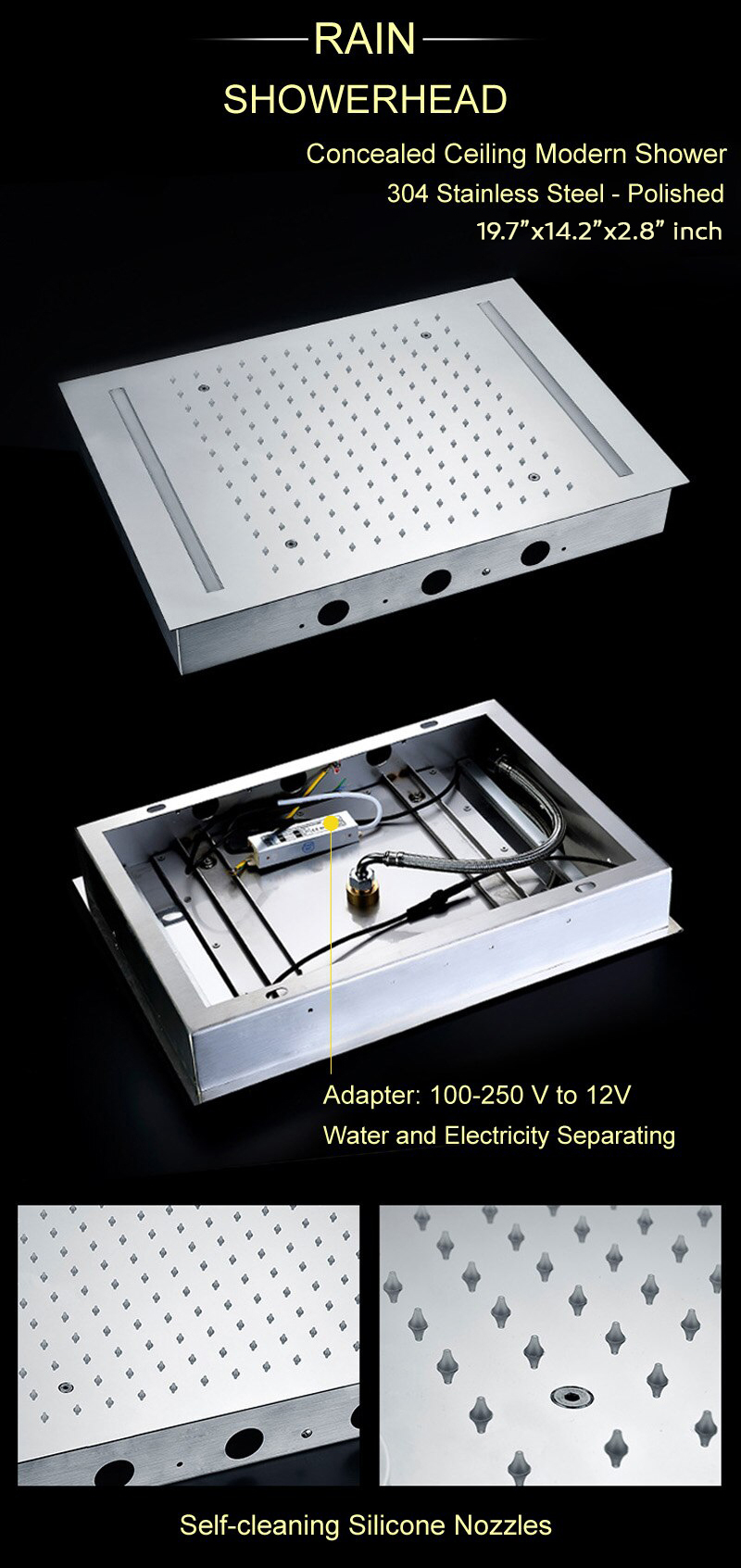 Fontana Light Oil Rubbed Bronze Showers Smart & Intelligent LED Touch Control Rainfall Shower Head With Hand Shower, All in One Installation Manuals