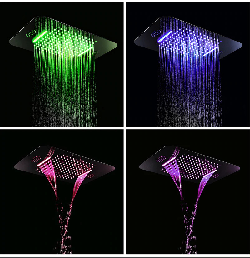 Juno Musical Curved Chrome Waterproof Ceiling Phone Control LED Shower Head with Mixer, All in One Installation Manuals