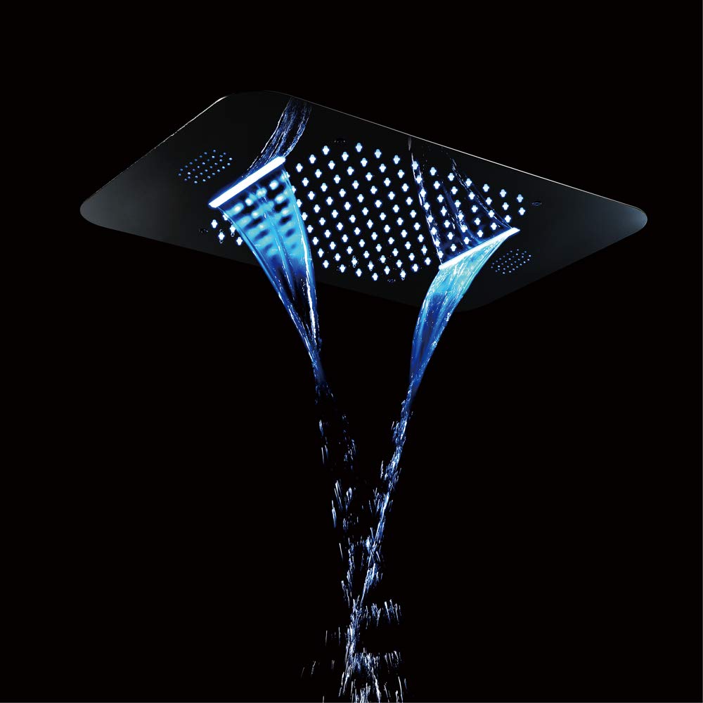 Juno Musical Curved Chrome Waterproof Ceiling Phone Control LED Shower Head with Mixer, All in One Installation Manuals